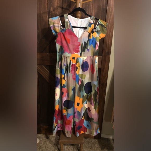 Multicolor Floral Cold-Shoulder Jumpsuit - Picture 6 of 6